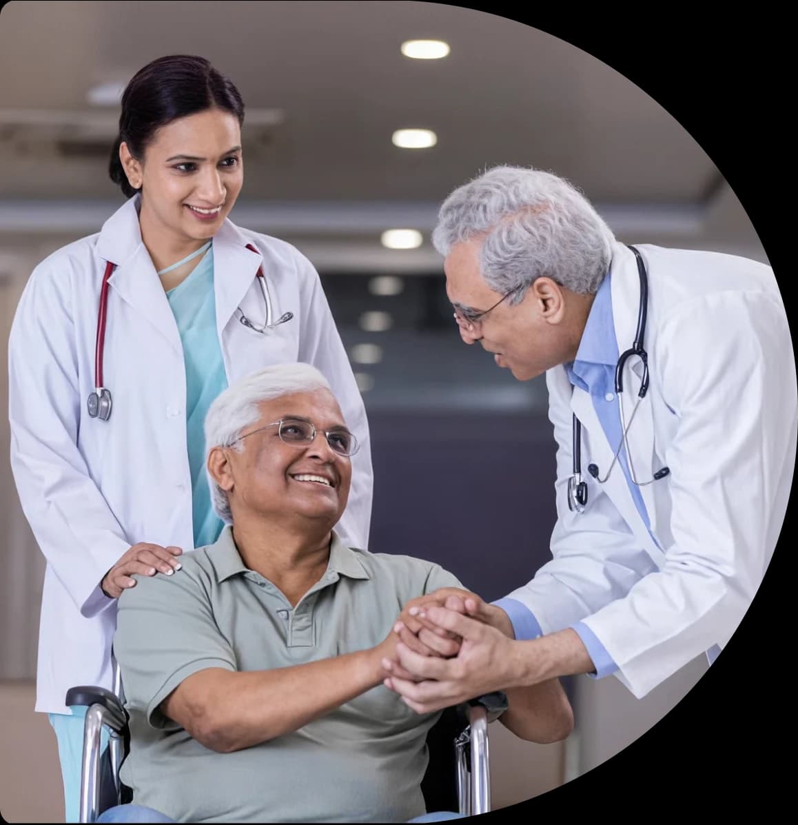 Caregiver attending elderly patient at home