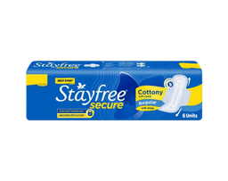 STAYFREE SECURE COTTONY SOFT COVER REGULAR PADS 6 COUNT